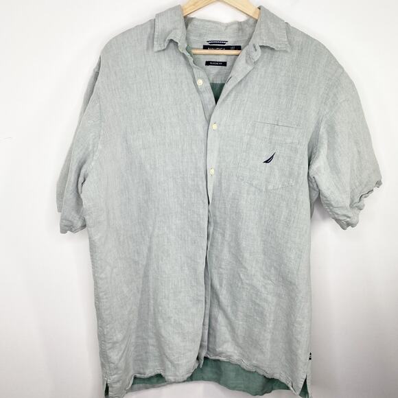 Nautica Classic Fit Light Blue Short Sleeve Button Up Shirt Men's Size Large L - Picture 1 of 8